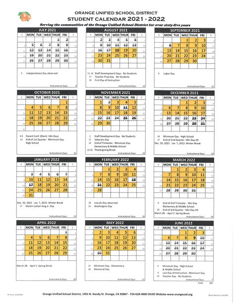 Orange Unified School District Calendar 2022 2024 - Schoolcalendars.net