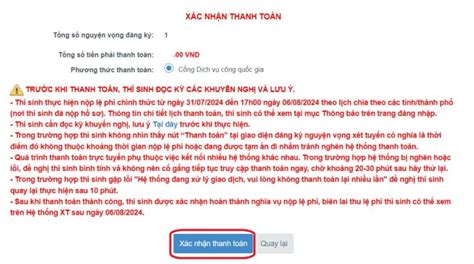 Hướng dẫn thanh toán nguyện vọng 2024 bằng MB Bank Lịch thanh toán