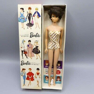 European Sidepart Bubblecut Vintage Barbie Brunette Doll From 1965 MIB