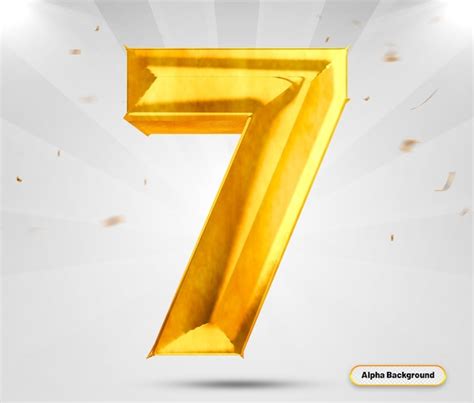 Premium Psd Number 7 3d Render Style Golden Luxury