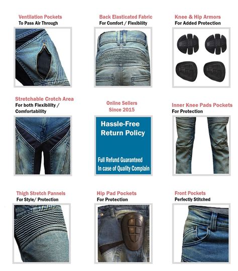 Men S Motorcycle Jeans Denim Stretch Panels Motorbike Pants Protective