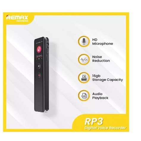 Remax Rp3 Digital Voice Recorder 16gb Built In Memory 30hrs