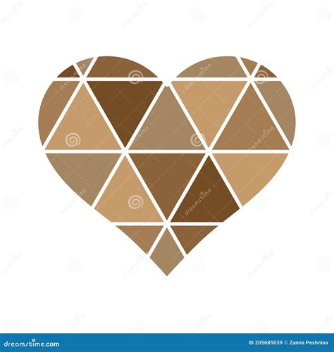 Golden Geometrical Love Heart With Triangles Lines Stock Vector