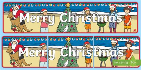 Australia Christmas Display Banner Merry Christmas Twinkl