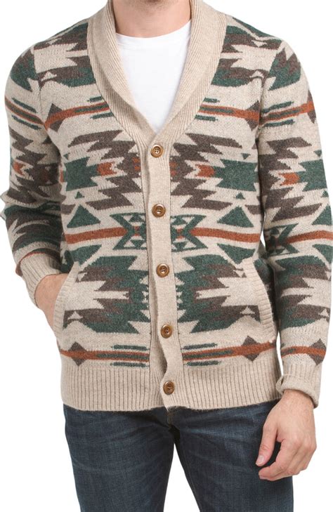 Ethan Pierce Aztec Shawl Collar Cardigan Shopstyle