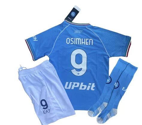 KIT COMPLETO CALCIO SSC Napoli V Osimhen Bambino 2023 24 Taglia Fino