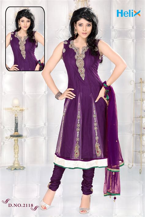 Dark Purple Anarkali Churidar Salwar Kameez Dress Salwar Kameez