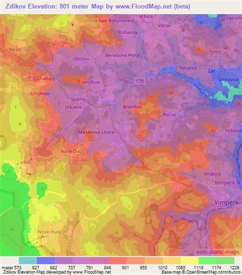 Elevation Of Zdikov Czech Republic Elevation Map Topography Contour