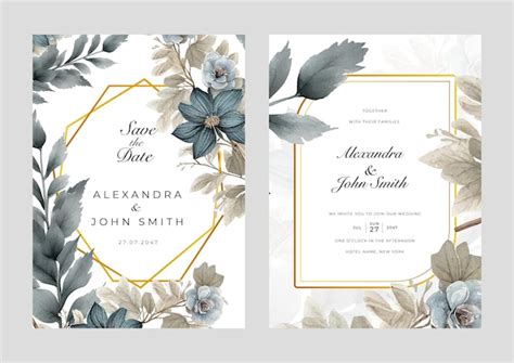 Conjunto De Tarjeta De Invitaci N De Boda Hermosa Acuarela Floral