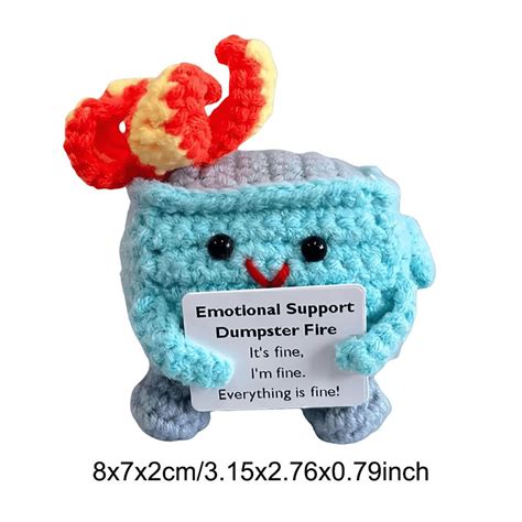 Cute Crochet Dumpster Fire Emotional Support Dumpster Fire Funny Gifts