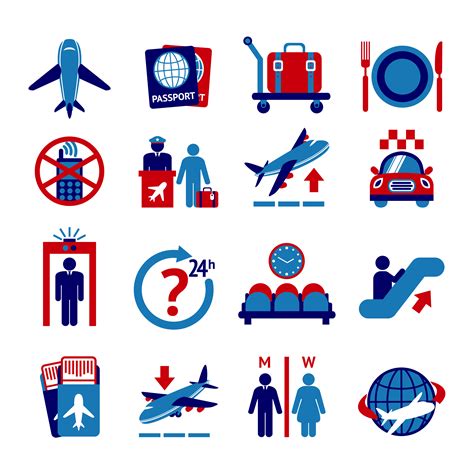 Airport Icons Set Vector Art At Vecteezy