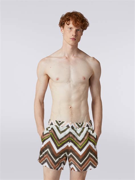 Swimming Trunks In Nylon With Large Gradated Zigzag Multicoloured Missoni