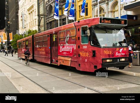 Red Tram Melbourne Victoria Australia Stock Photo Alamy