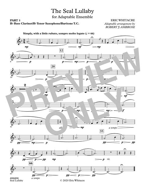 The Seal Lullaby For Flexible Wind Band Arr Robert J Ambrose Pt