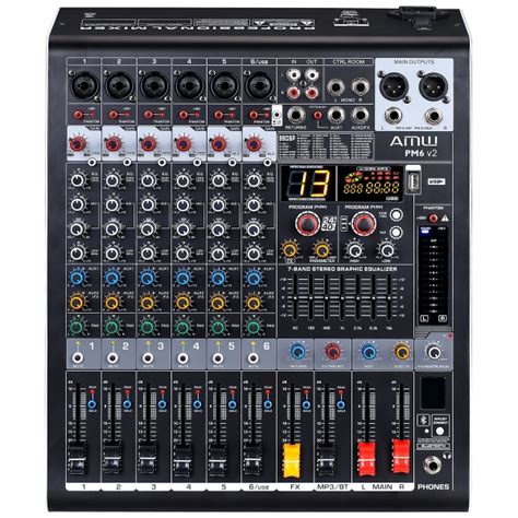 Mesa De Som 6 Canais - Amw Pm6 v2 Fx Mesa De Som 6 Canais 99 Efx DSP Interface USB Eq ...