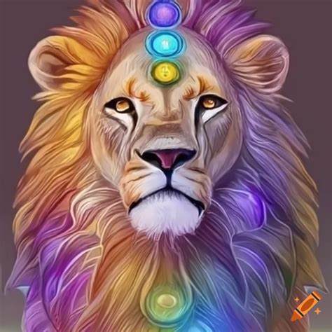 Lion Artwork Featuring Chakra Points On Craiyon