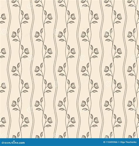 Seamless Beige Floral Pattern Vector Illustration Cartoondealer