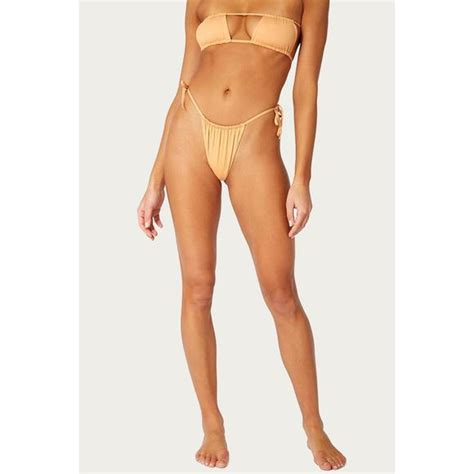 Weworewhat Swim New We Wore What Ruched String Bikini Bottom In