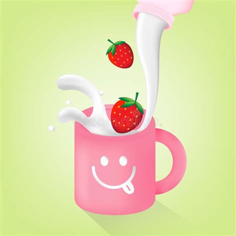 Splash Strawberry Milk Glass Stock Illustrations 492 Splash