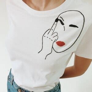 Fuck You T Shirt Autumn Sassy T Shirt Funny T Shirt Hand Embroidery White T Shirt