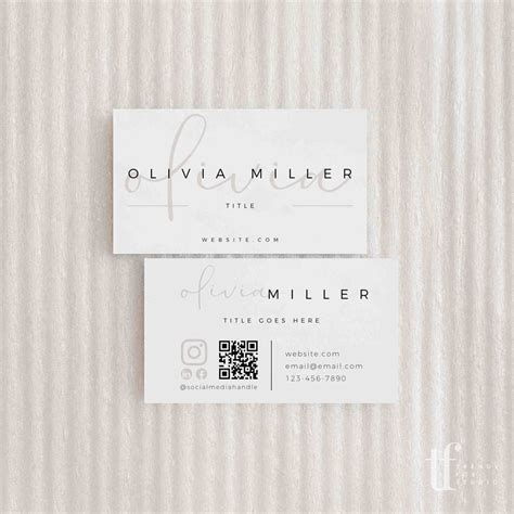 Feminine Business Card With Qr Code Canva Template Carli Elegant