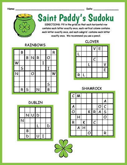 Saint Patricks Day Sudoku