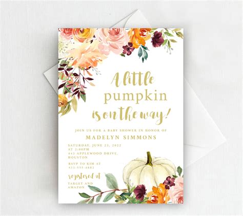 Printable Baby Brunch Invitation Template CJB Autumn Boy MCP828 Fall