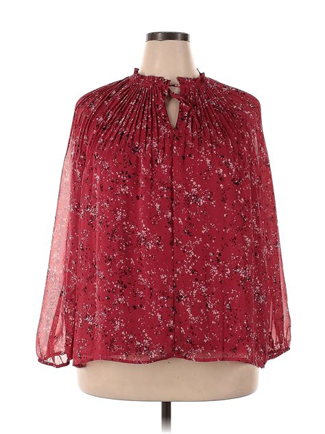 Simply Vera Vera Wang 100 Polyester Red Long Sleeve Blouse Size Xxl