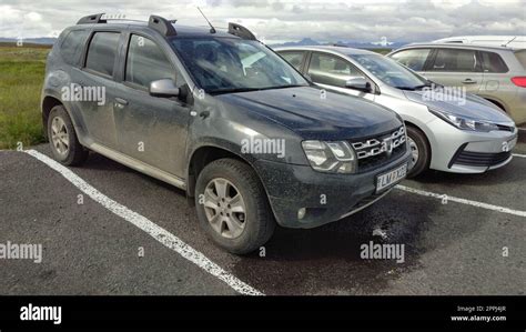 Dirty Dacia Duster car parked outside after off-road ride in Iceland ...