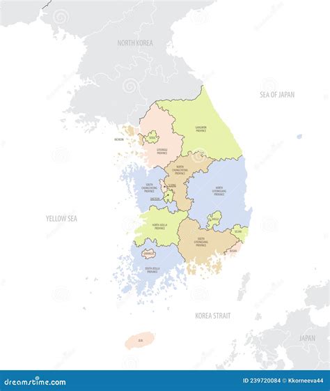 Detailed Map Of South Korea With Administrative Divisions And Borders