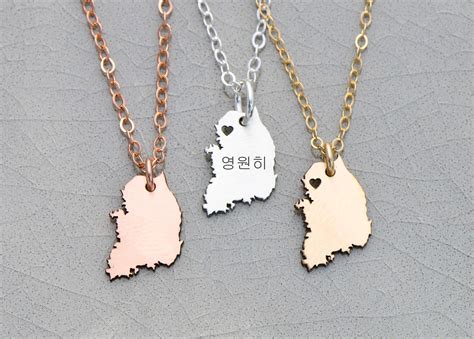 South Korea Necklace Korean Jewelry Engraved Country