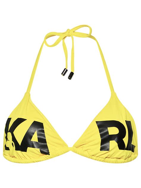 KARL LAGERFELD Góra od bikini Printed Logo KL21WTP05 Żółty Modivo pl