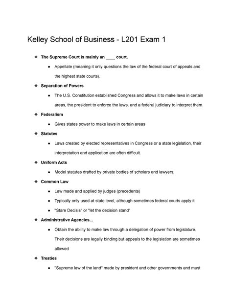 Kelley School Of Business L201 Exam 1 Appellate Meaning It Only