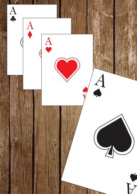 Set Of 4 Aces Playing Cards A4 Size Printable Pdfs Instant