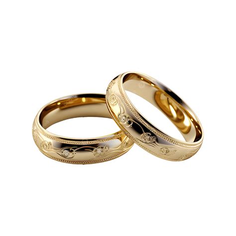 Golden Wedding Ring For Marriage Engagement Golden Wedding Ring Wedding Ring Ring Png