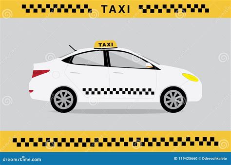 White Taxi Car Stock Vector Illustration Of Online 119425660