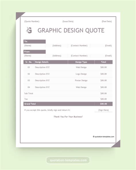 Graphic Design Quote Template GRY Quote Templates Free Quotation