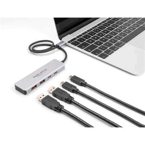 DeLOCK USB 10 Gbps USB Type C Hub Mit 2 X USB Typ A Und 2 X USB Type C