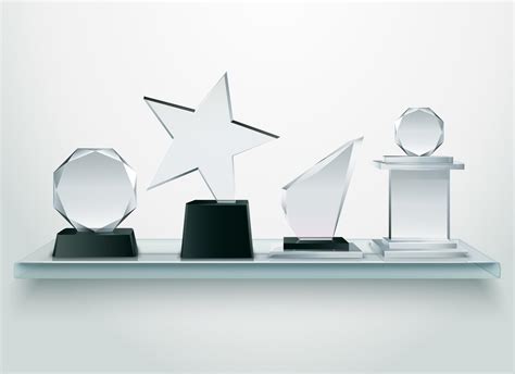 Glass Trophies On Shelf Realistic Image 483094 Vector Art at Vecteezy