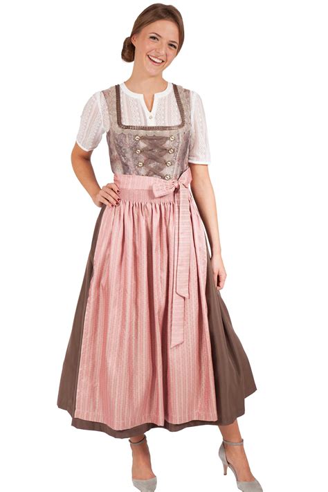 Langes Edles Dirndl In Taupe Und Rosa Wirkes