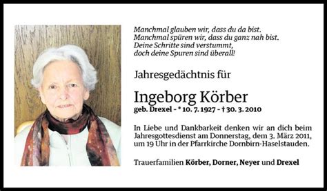 Todesanzeigen Von Ingeborg K Rber Todesanzeigen Vorarlberger Nachrichten