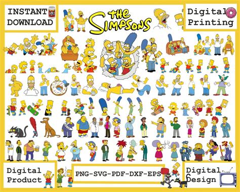 Simpsons Png Svg Bundle Clip Art Simpsons Svg Cut Files For Cricut