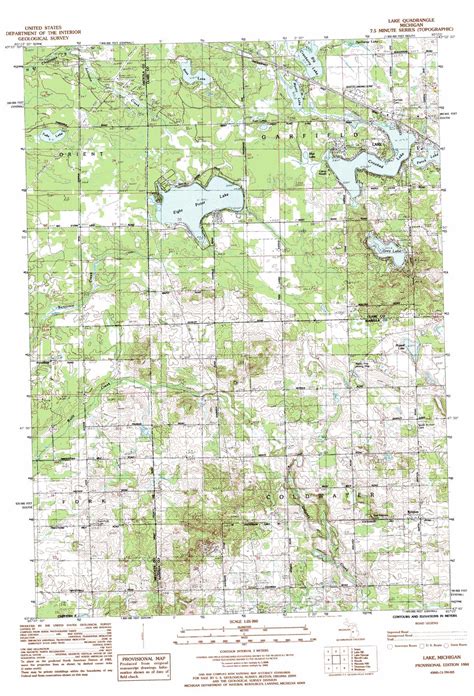 Lake Topographic Map 125000 Scale Michigan