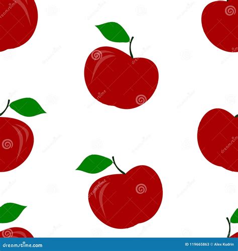 Seamless Pattern Of Red Apples Stock Vector Illustration Of Apple Green 119665863