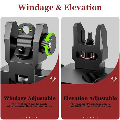 Tactical Fiber Optics Iron Sights 45 Degree Offset Flip Up Front And