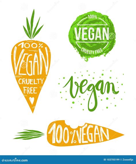 Vegan Labels Set Stock Vector Illustration Of Carrot 103705199