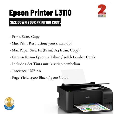 Jual Print And Scanner Epson Printer L3210 Pengganti L3110 Multifungsi Print Scan Copy