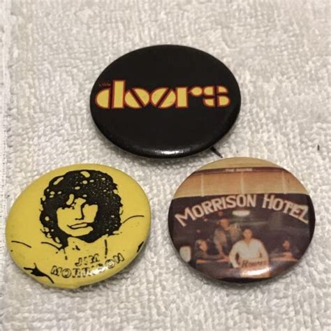 Original Vintage Jim Morrison THE DOORS 1980 S Button Pin Pinback 3ct