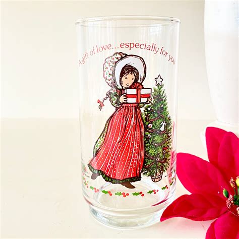 Vtg Holly Hobbie Coca Cola Christmas Tumbler Glass By American Etsy