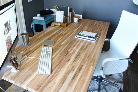 Diy Butcher Block Computer Desk 3 The Desk Leg Was Then Screwed